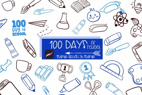 100 Days of School Procreate Stamps: A Creative Tool for Educators and Designers