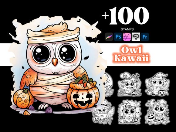 100 Owl Kawaii Halloween Procreate: Enhancing Digital Illustration Workflows with Precision Tools