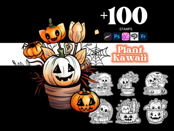 100 Plant Halloween Procreate: Elevate Your Digital Art with Kawaii-Inspired Flair