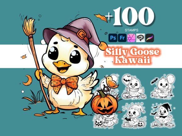 100 Silly Goose Halloween Photoshop Brushes for Creative Digital Art