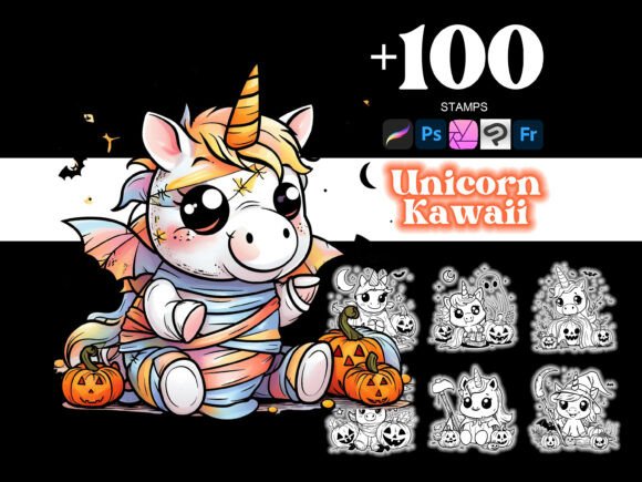 100 Unicorn Halloween Procreate: Transform Your Art with Kawaii Magic