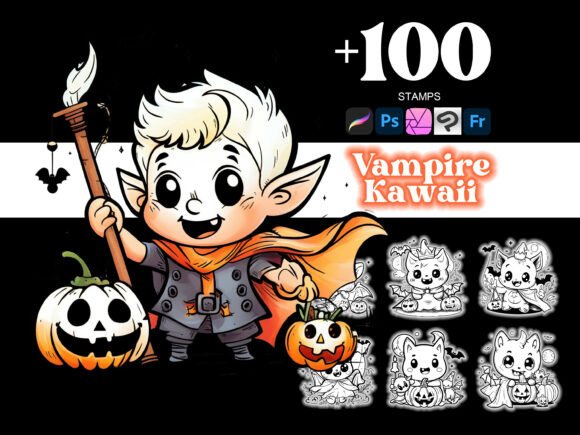 100 Vampire Halloween Procreate Brushes
