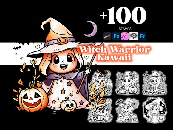 100 Witch Warrior Halloween Procreate Brushes for Creative Precision