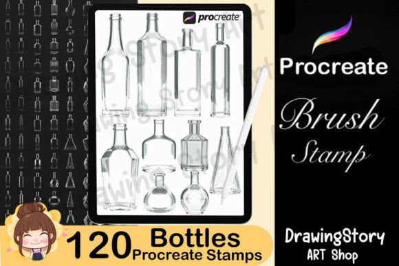 120 Glass Bottle Stamps for Procreate: A Creative Toolkit for Digital Artists