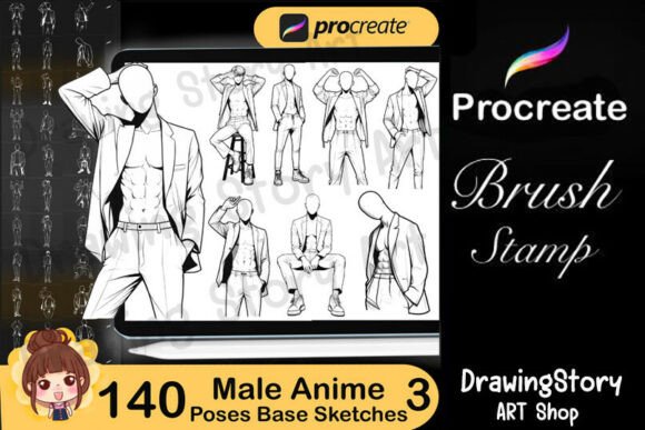 140 Procreate Male Anime Poses 3
