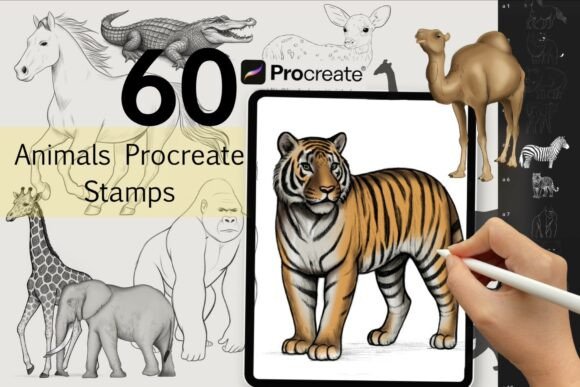 60 Procreate Animal Stamps: A Versatile Tool for Digital Artists