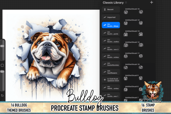 Bulldog Procreate Brush Stamps: Adding Character to Digital Art with Realistic Canine Charm
