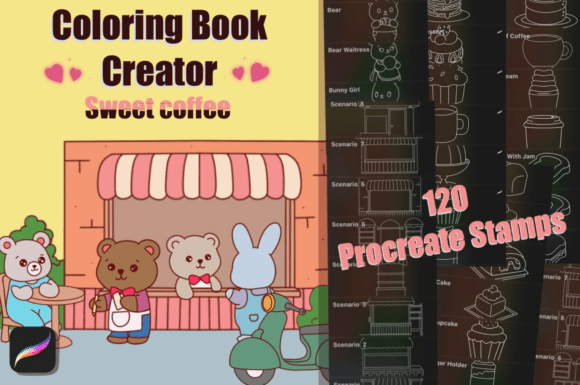 Coloring Book Creator Sweet Coffee 120: A Must-Have for Kawaii Artists and Digital Crafters