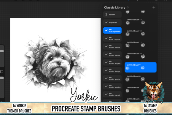 Enhance Your Digital Art with Yorkie Procreate Brush Stamps