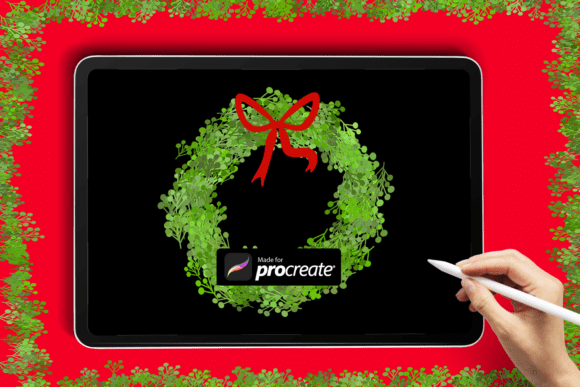Enhance Your Digital Christmas Art with the Wreath Procreate Brush Christmas Wreat