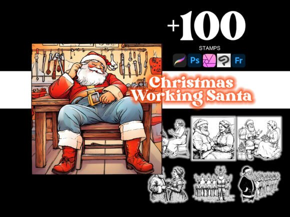 Enhance Your Holiday Art with 100 Christmas Working Santa Procreate
