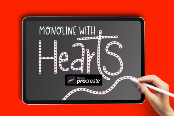 Monoline with Hearts Procreate Brush for Valentine’s Day Magic