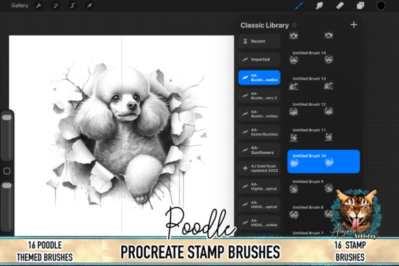 Poodle Procreate Brush Stamps: Bring Canine Charm to Your Art