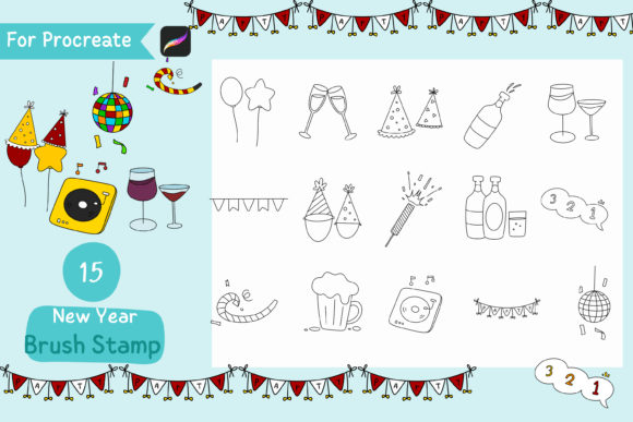 Procreate Brush Stamp New Year: Creative Doodle Brushes for Digital Artists