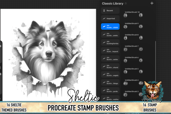 Sheltie Procreate Brush Stamps