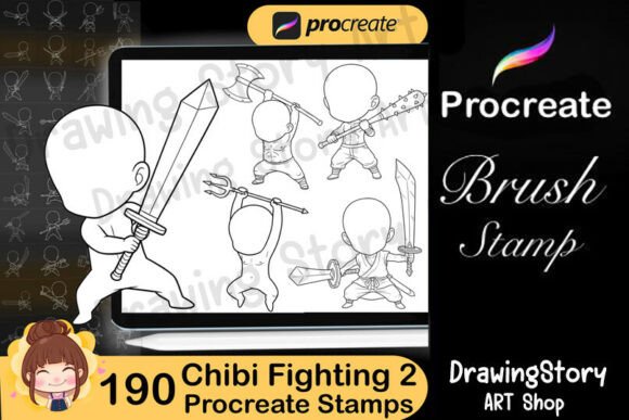 Unlocking Creativity: A Deep Dive into the 190 Procreate Chibi Fighting Stamp Brushes Set