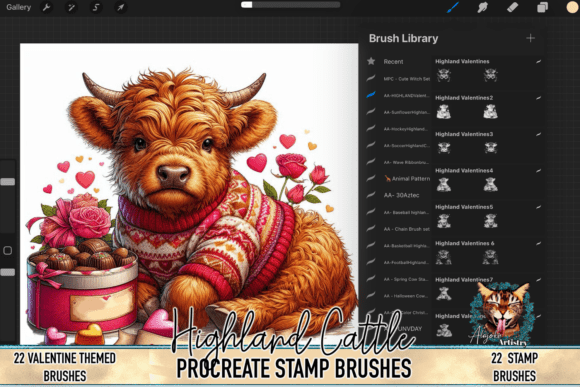 Valentine Highland Cow Procreate Stamps: A Creative Digital Artist’s Best Friend
